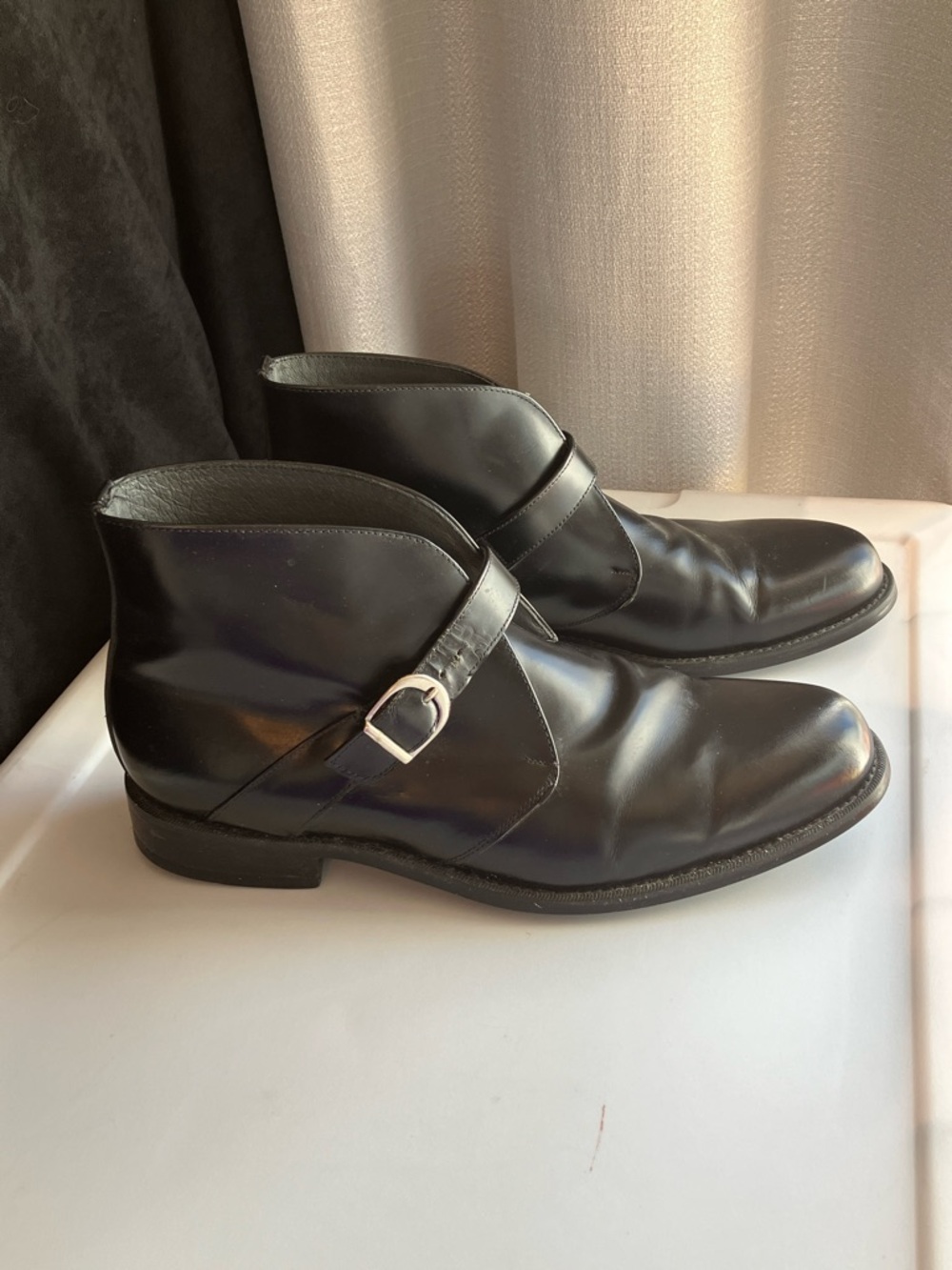 Diplomats Men’s Black Leather Monk Strap buckled dress Ankle Boots high top 9.5